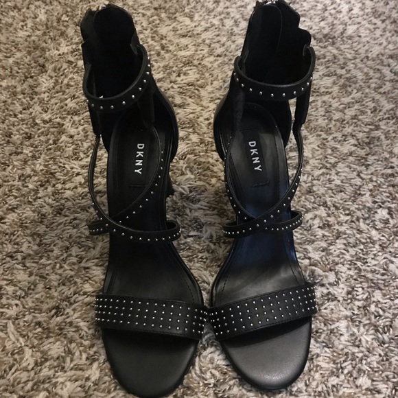 DKNY Size 7.5 Black Lil Studs Studded Heels - Picture 2 of 4